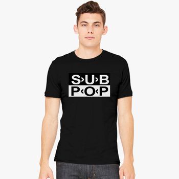 Sub Pop Records Logo Men's Black Tees T-Shirt Size S-3XL