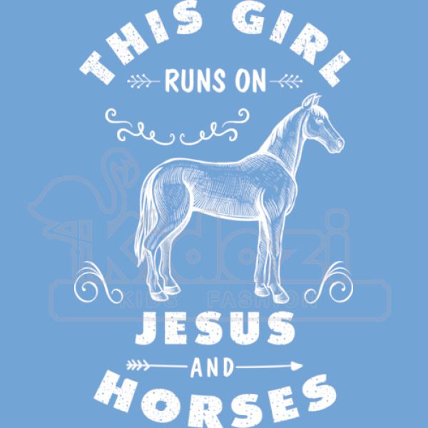 Gift for Wife Sister This Girl Runs On Jesus and Horses Unisex T-Shirt Mom Daughter Grandma 