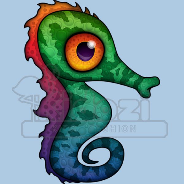 Colorful Seahorse Cartoon Baby Bib 