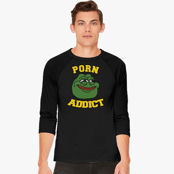Porn Addict Pepe Frog Smiling Baseball T-shirt Kidozi