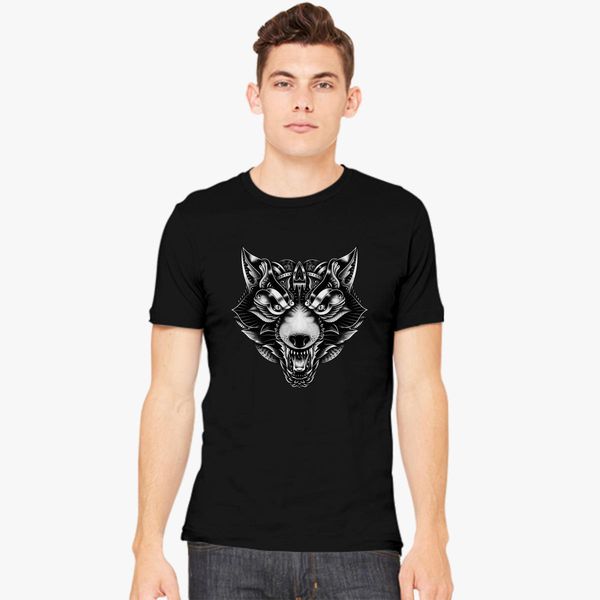 Angry Wolf Ornate Men's T-shirt | Kidozi.com