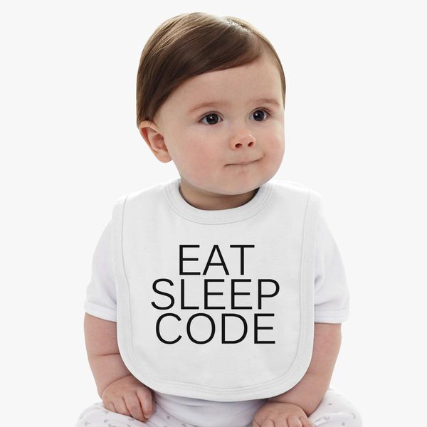 Eat Sleep Code Funny Gamer Gaming Geek Humour Programer Baby Bib Kidozi Com - boy sleep clothes codes for roblox high school