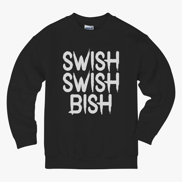 Swish Swish Bish White Kids Sweatshirt Kidozicom - 