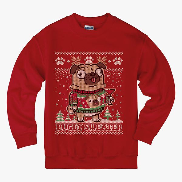 Merry Pugging Christmas Pug Ugly Sweater Kids Sweatshirt Kidozi Com - christmas sweater roblox