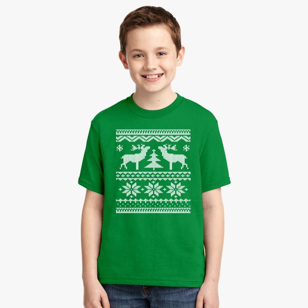 XL Red Green Christmas Funny Ugly Sweater T-Shirt Long Sleeve Kids Youth XS 
