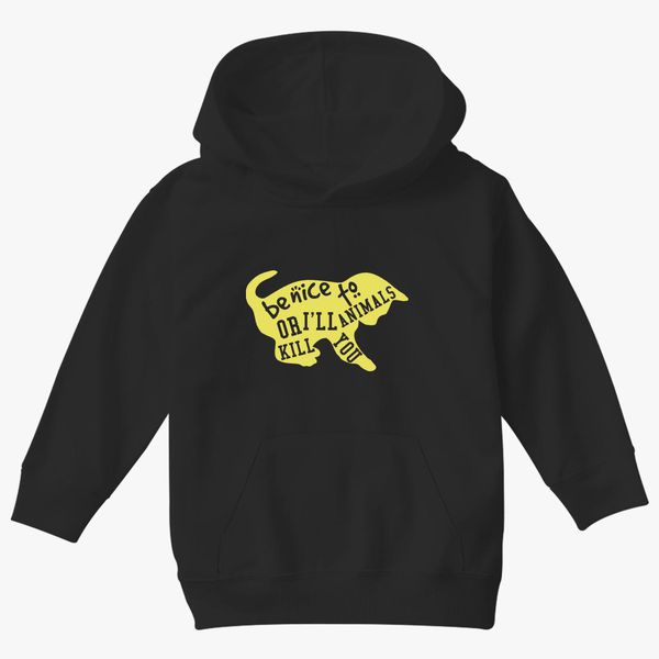 Be Nice To Animals Or I Ll Kill You Cat Lovers Animal Rights Kids Hoodie Kidozi Com - cat lover youtube roblox caleb